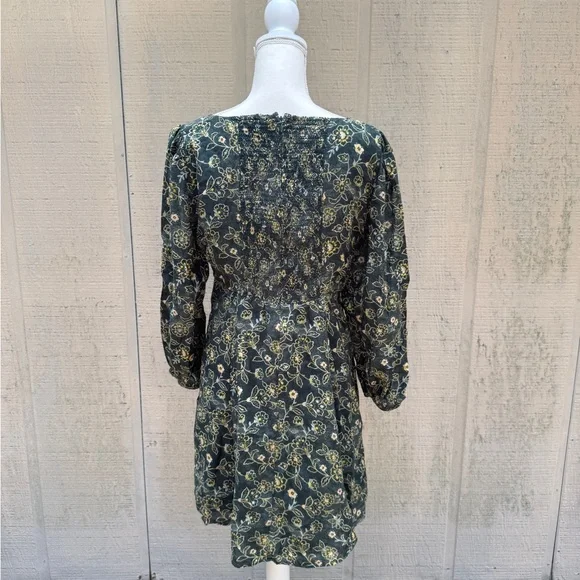 J. Crew Green Floral Boho Mini Dress w Sweetheart Neckline - Picture 7 of 10